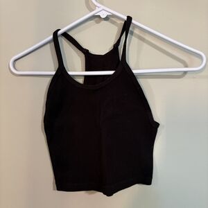 Black Ribbed Women's Crop Top